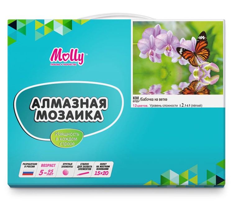 Алмазная вышивка-открытка «Бабочка на ветке» — картинка 5