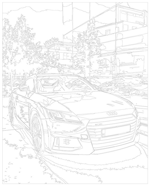 Картина по номерам «Машина Ауди ТТ на дороге в городе 40x50» — картинка 3