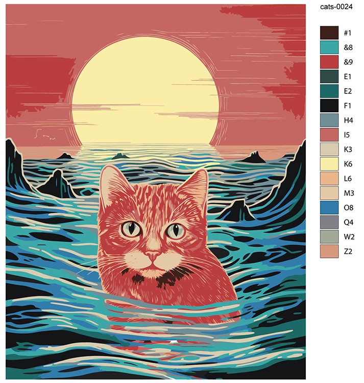Картина по номерам «Красный кот в море под солнцем» — картинка 2