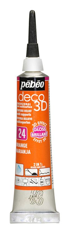 Краска акриловая Pebeo контур deco3D №1, цвет: оранжевый, 20 мл