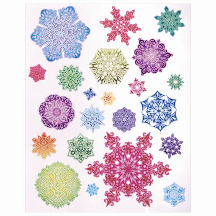 Украшение для окон и стекла «Разноцветные снежинки 3» — картинка 2
