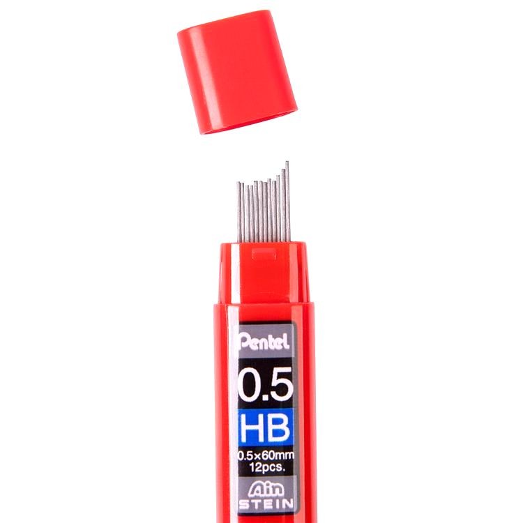 Грифели для карандашей автоматических Ain Stein 0,5 мм, НB, 12 шт. в тубе, Pentel — картинка 2