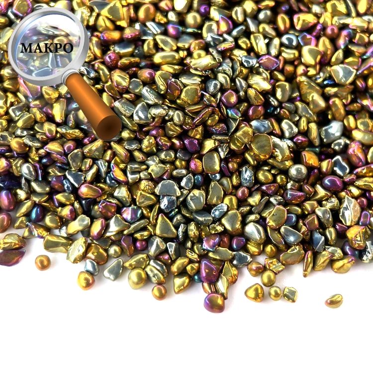 Стеклянные камушки гальваника, золотые, 100 г — картинка 2