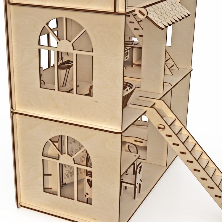 Конструктор-кукольный домик ХэппиДом «Коттедж с пристройкой и мебелью Premium» — картинка 3