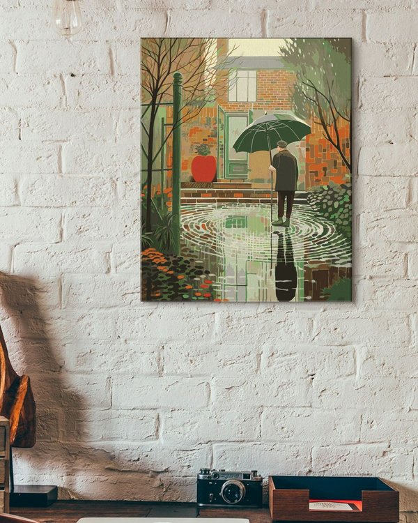 Картина по номерам «Арт картина в ожидании любимой под дождем» — картинка 3