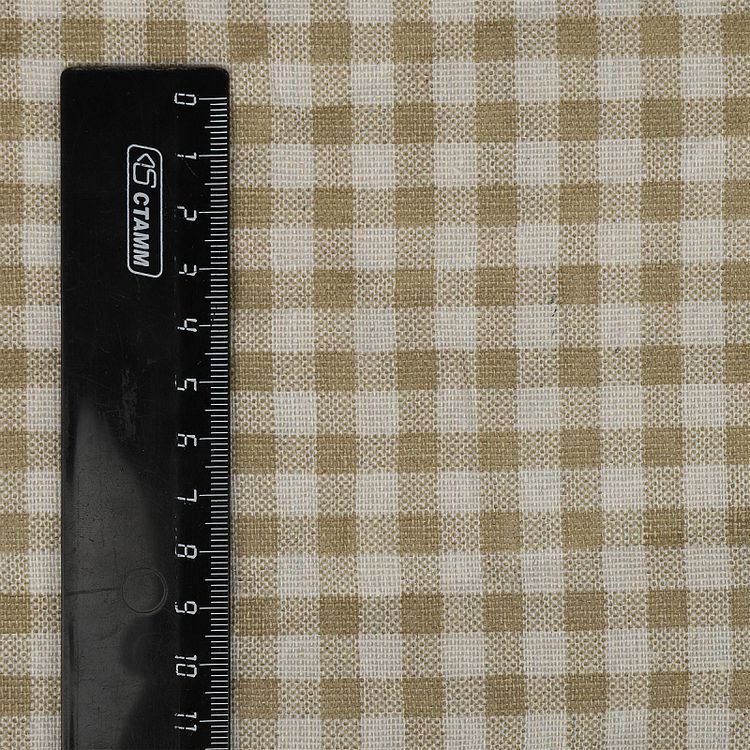 Ткань льняная, 3 м x 150 см, 140 г/м², цвет: бежевый, клетка, TBY — картинка 5