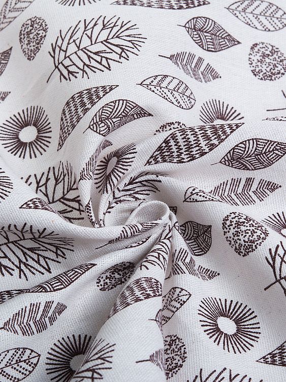 Ткань льняная, 3 м x 150 см, 140 г/м², цвет: белый, растительный принт, TBY — картинка 2