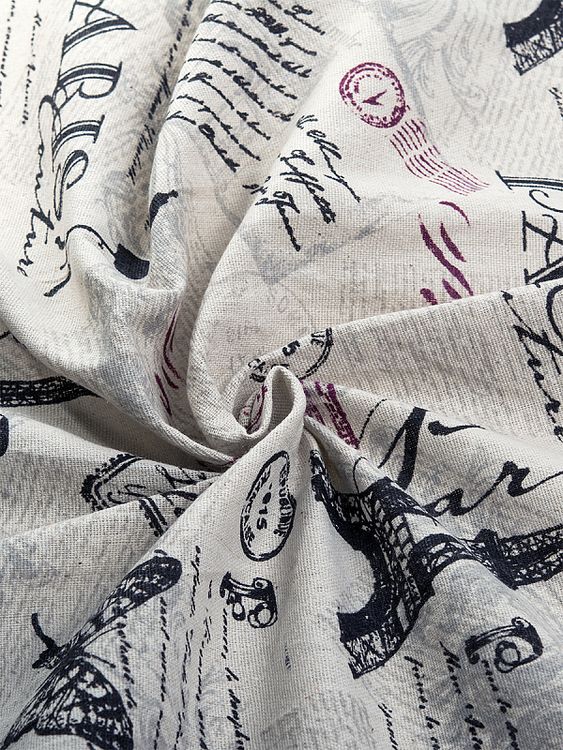 Ткань льняная, 3 м x 150 см, 140 г/м², цвет: бежевый, принт, TBY — картинка 3