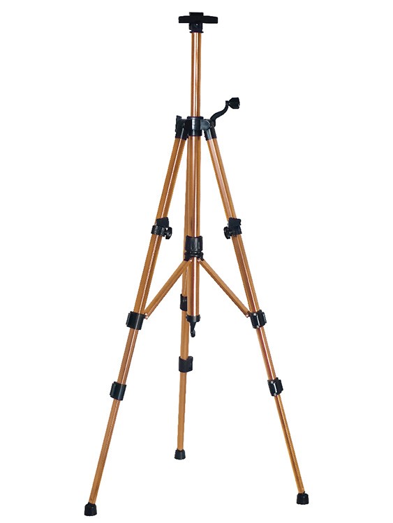 Напольный металлический мольберт-тренога коричнево-золотой с ручкой — картинка 3