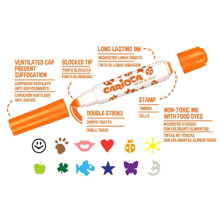 Фломастеры со штампами «Stamperello» 12 цв., Carioca — картинка 2