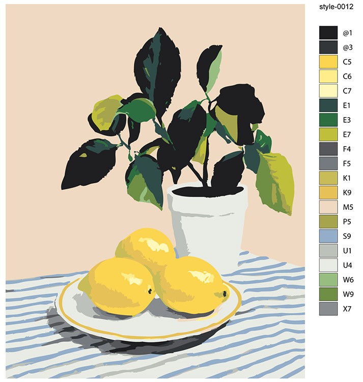 Картина по номерам «Тарелка с лимонами на столе арт 40x50» — картинка 2