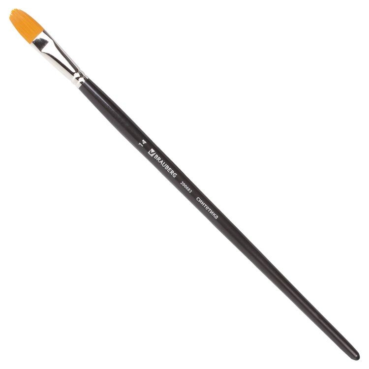 Кисть художественная профессиональная Art Classic, синтетика жесткая, овальная, № 14, длинная ручка, Brauberg