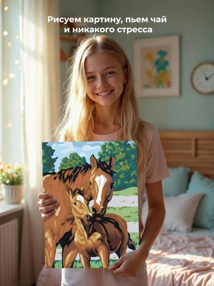 Картина по номерам «Лошадь с жеребёнком» — картинка 6