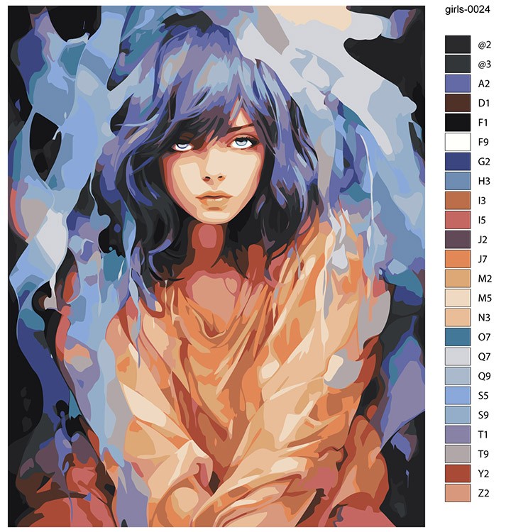 Картина по номерам «Девушка с голубыми волосами» — картинка 2