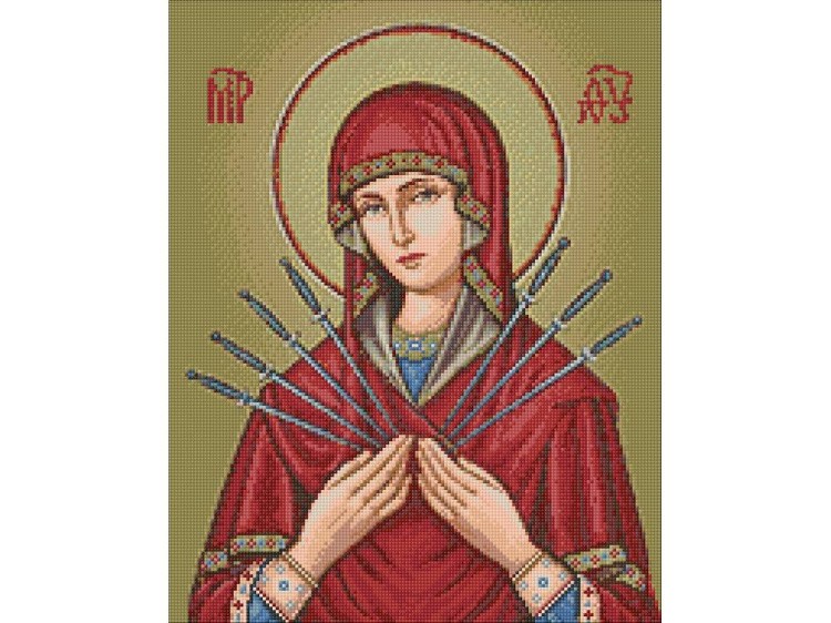 Алмазная вышивка «Икона Пресвятой Богородицы «Семистрельная»» — картинка 3