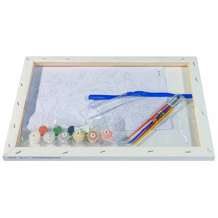 Картина по номерам «Котенок и щенок» — картинка 3