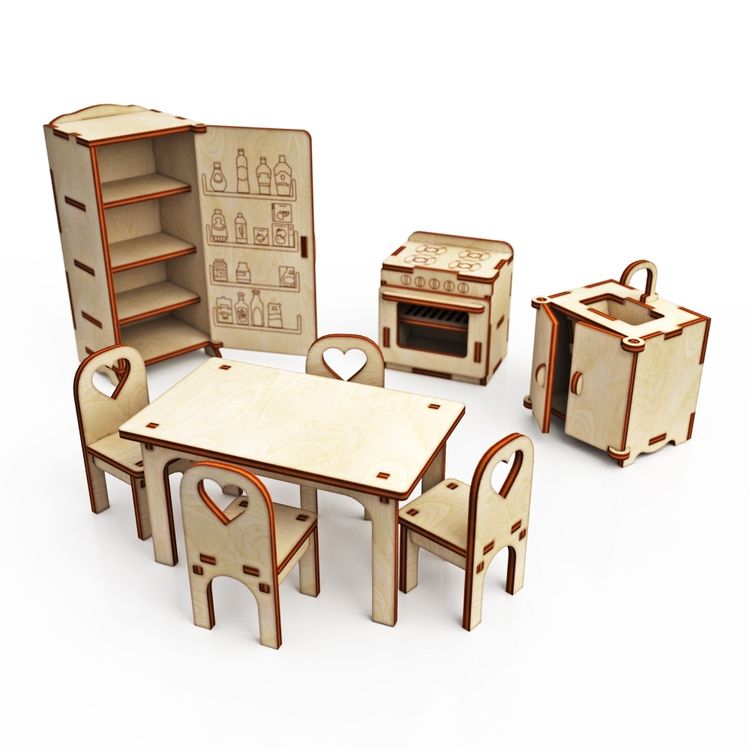 Большой набор кукольной мебели из дерева ХэппиДом Premium — картинка 6