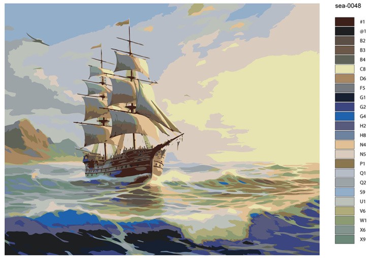 Картина по номерам «Море: Корабль на волнах 2» — картинка 2