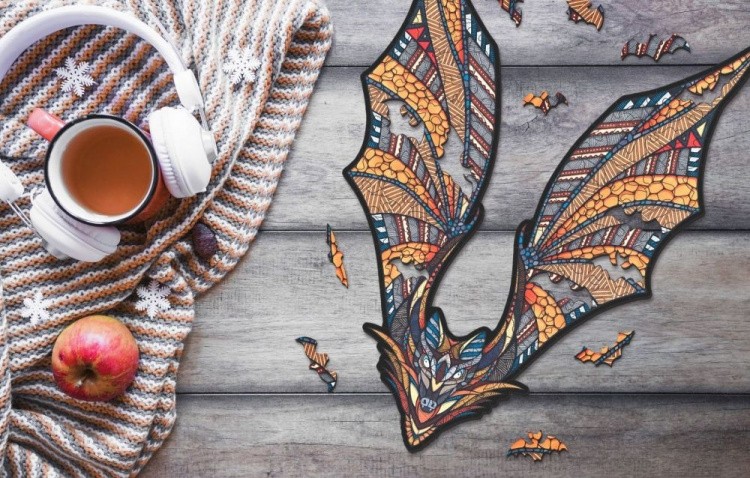 Деревянные фигурные пазлы «Летучая Мышь S», Eco Wood Art — картинка 4