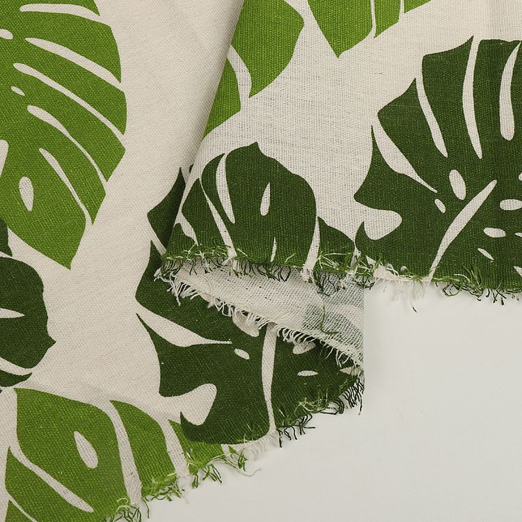 Ткань льняная, 1 м x 150 см, 140 г/м², цвет: белый, растительный принт, TBY — картинка 4