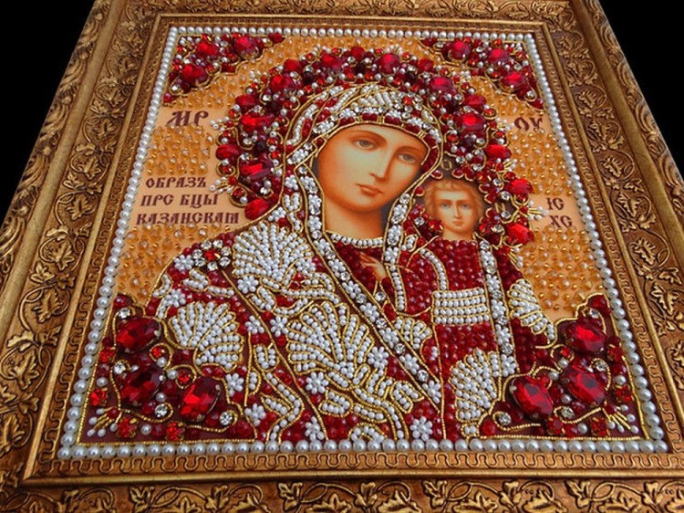 Набор вышивки хрустальными камнями «Казанская (золотая)» — картинка 5