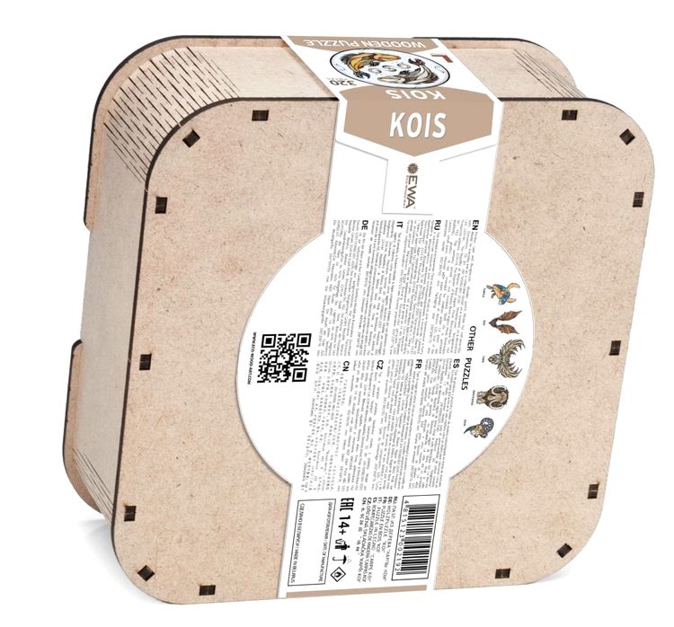 Деревянный, фигурный пазл EWA «Карпы Кои (Рыбы) L», 40x40 см — картинка 8