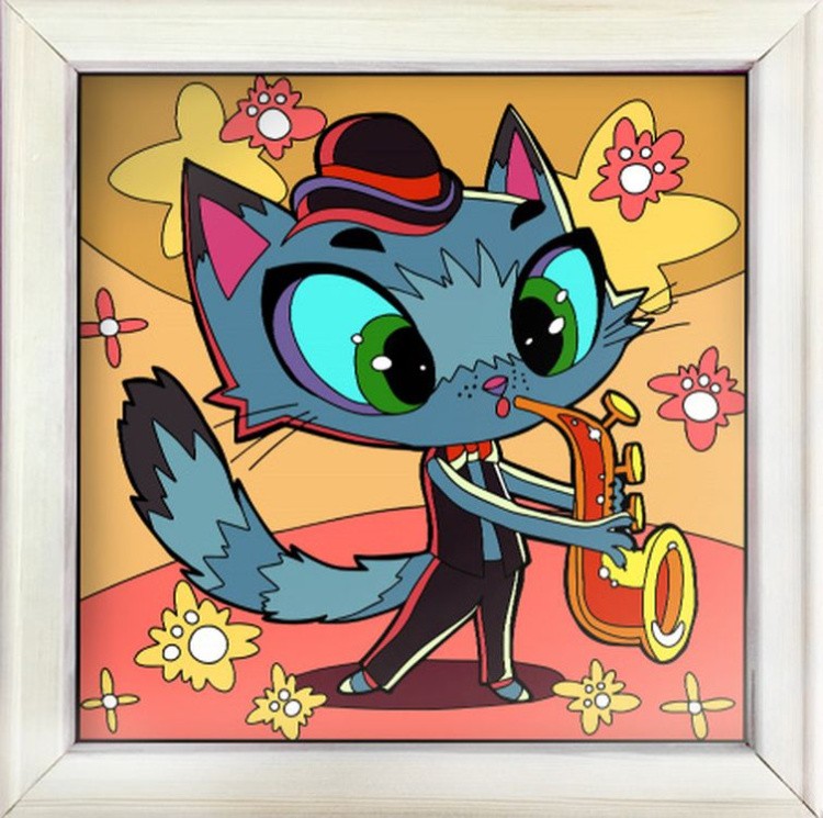 Картина по номерам «Кот-трубач» — картинка 5