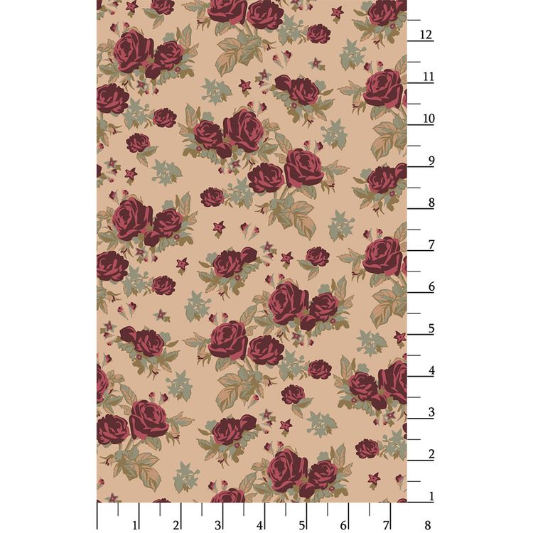 Ткань для пэчворка «ВИКТОРИАНСКИЕ РОЗЫ», 50x55 см, 146 г/м2, 100% хлопок, цвет: ВР-06 бежевый, принт, Peppy — картинка 2