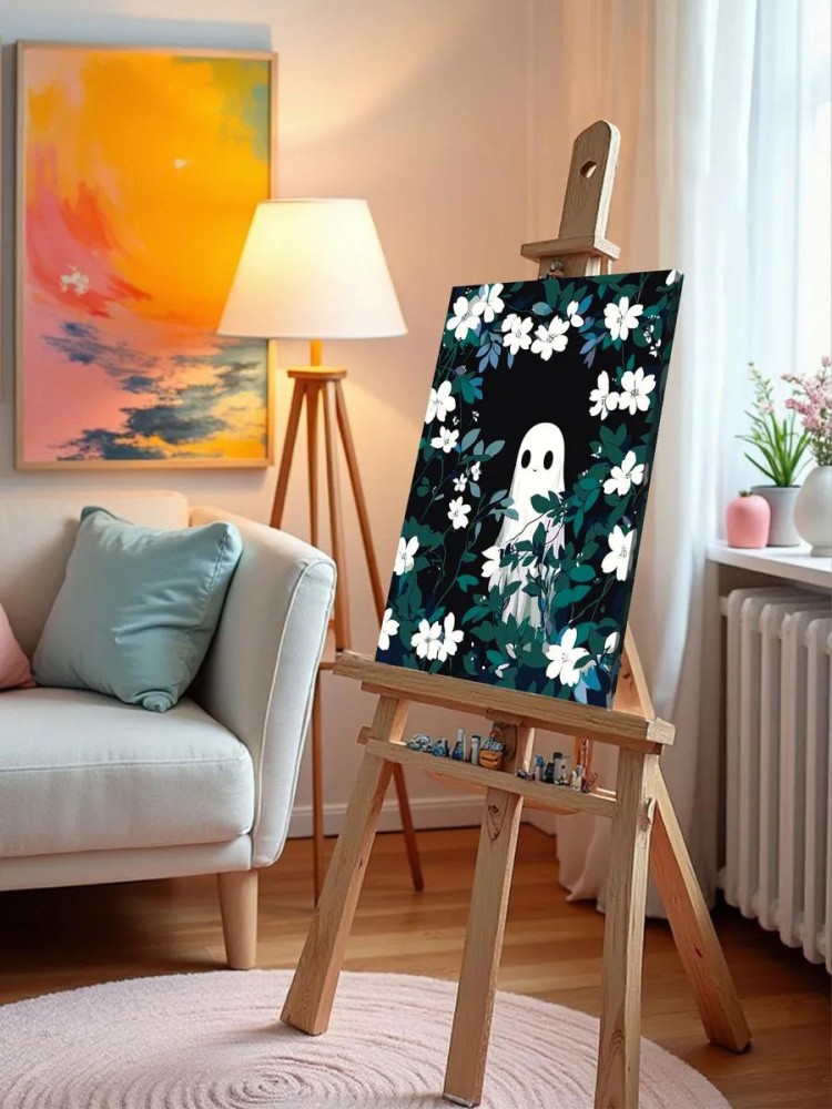 Картина по номерам «Ужасы: привидение в белых цветах арт» — картинка 10