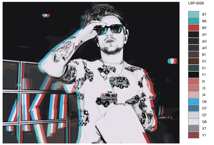 Картина по номерам «Рэпер ЛСП LSP: Олег чб портрет 40x50» — картинка 2