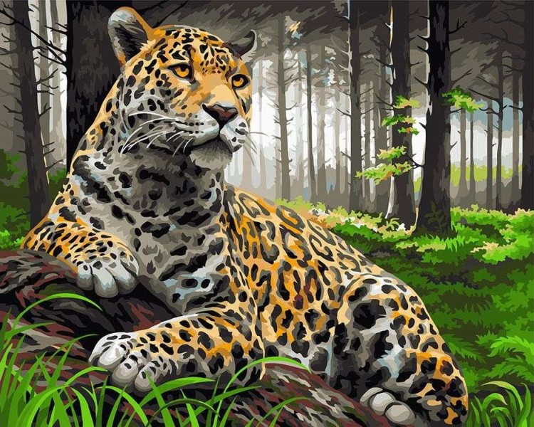 Картина по номерам «Леопард на охоте»