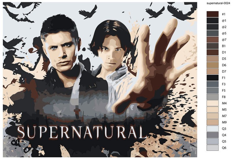 Картина по номерам «Сверхъестественное: Дин и Сэм, вороны арт» — картинка 2