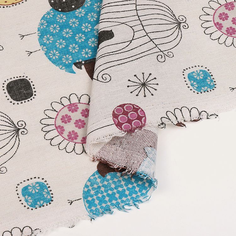 Ткань лен, 140 г/м², 30% лен, 70% хлопок, 3 м, ширина 150 см, цвет: белый, принт, TBY — картинка 4