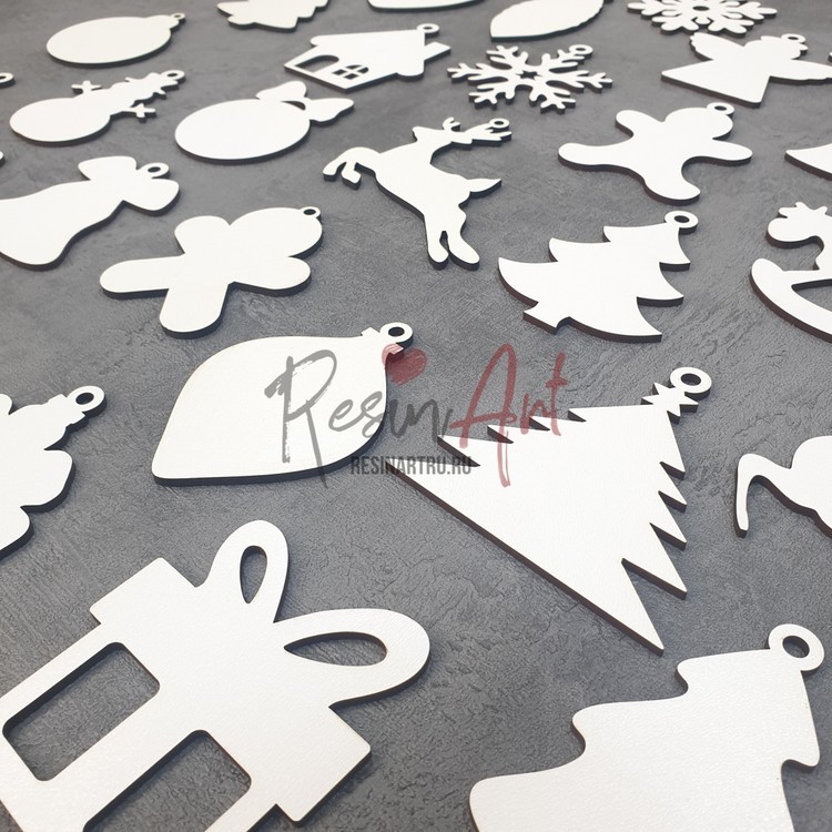 Набор заготовок елочных игрушек для творчества №2, 32 шт., ResinArt — картинка 2