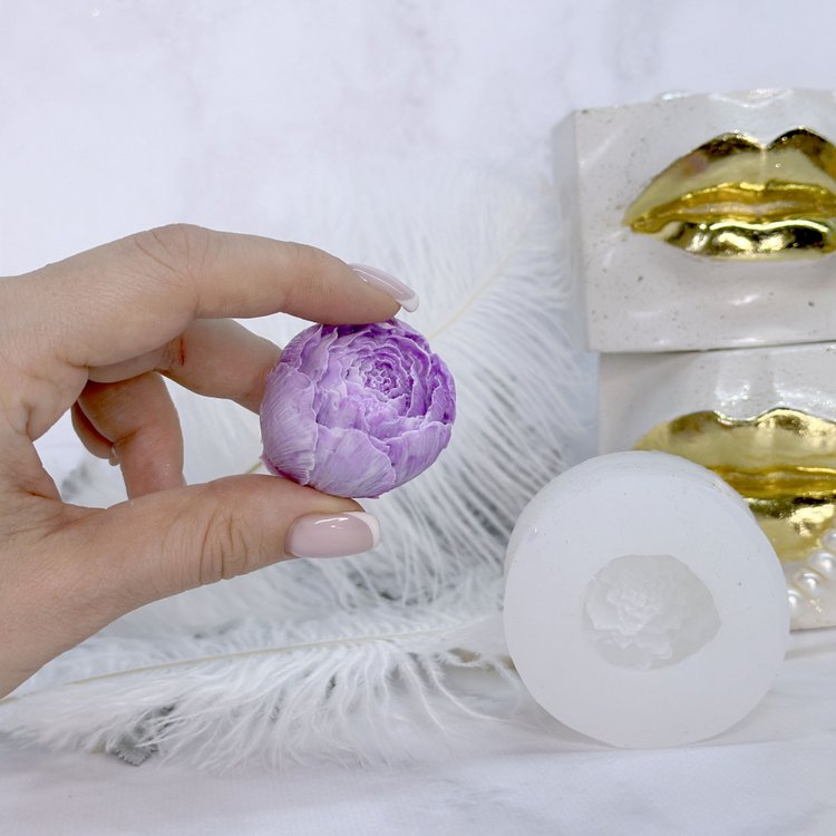 Силиконовый молд - Пион, d 3,7 см, 1 шт. — картинка 2