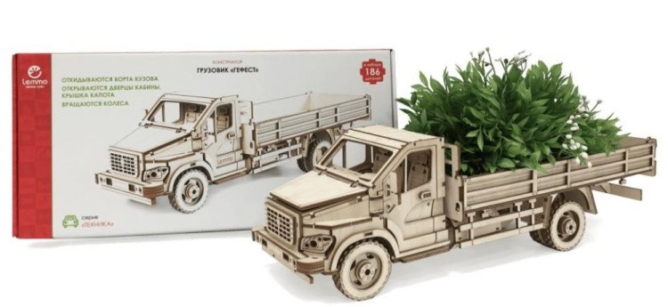 Конструктор из дерева «Грузовик Гефест с кузовом», Lemmo — картинка 5