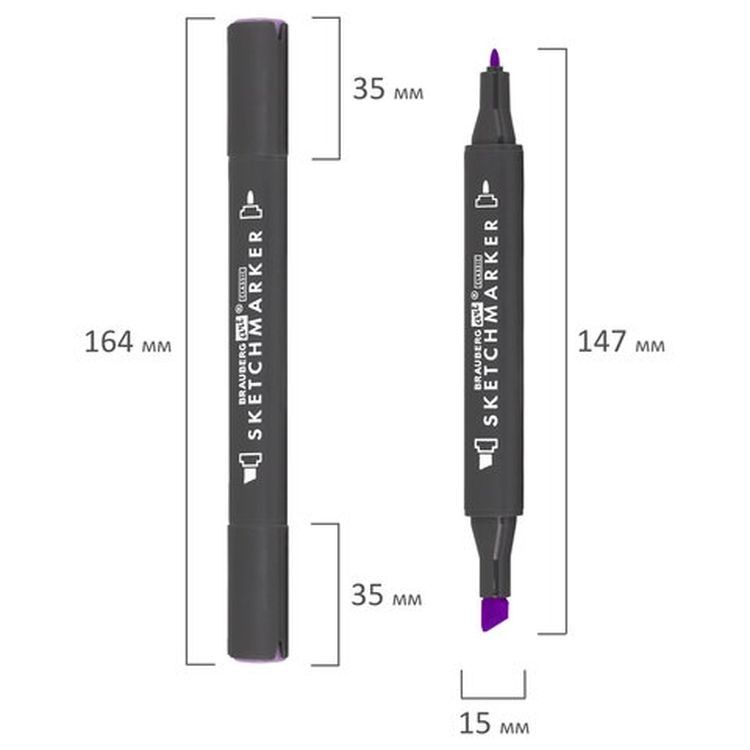 Маркер для скетчинга двусторонний 1 мм - 6 мм BRAUBERG ART CLASSIC, цвет: пастельный фиолетовый — картинка 7