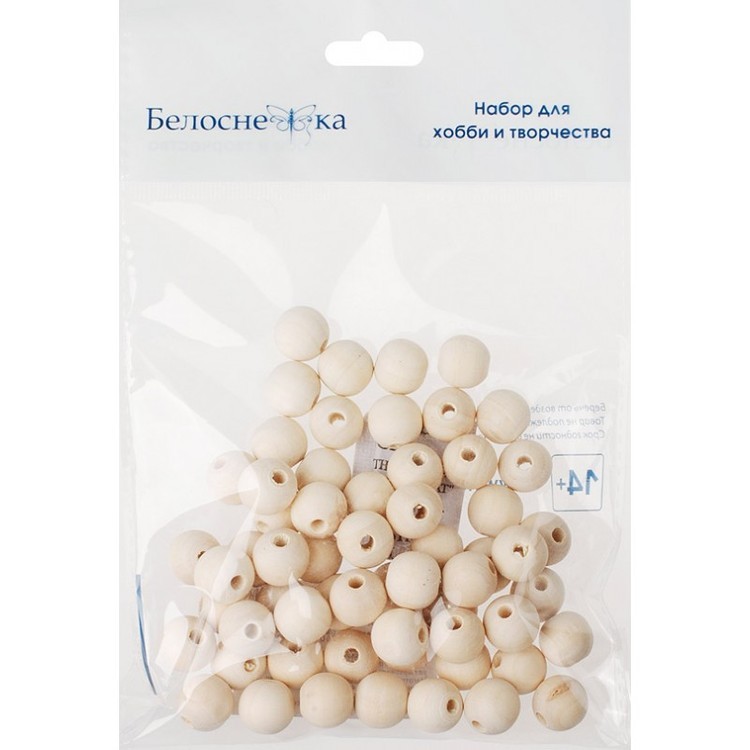 Бусины дерево, d 14 мм, 60 шт. — картинка 3