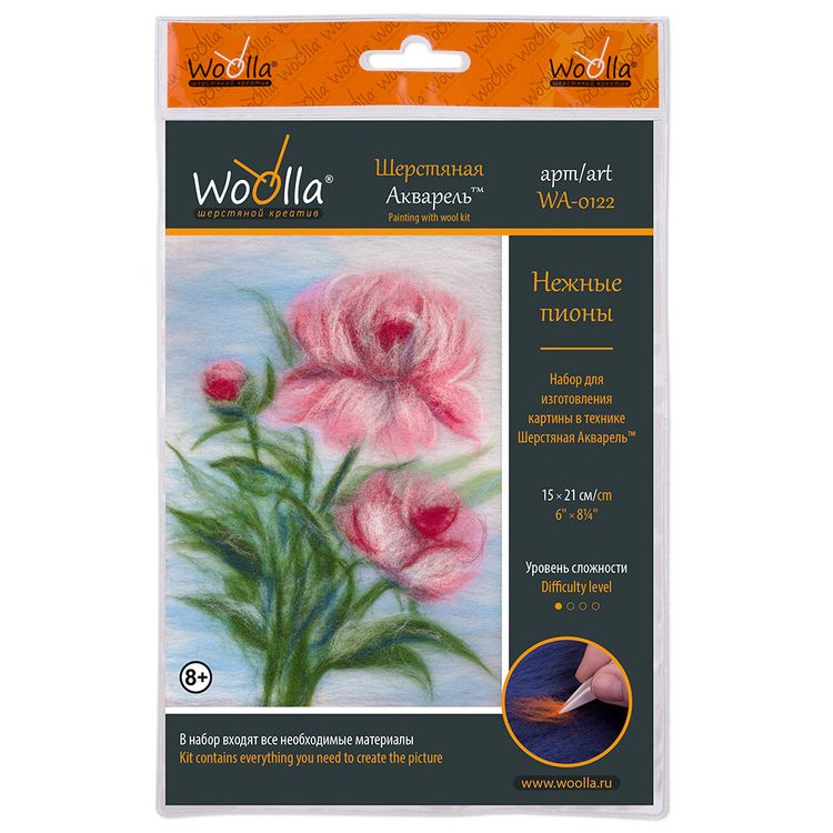 Картина шерстью «Нежные пионы» — картинка 3
