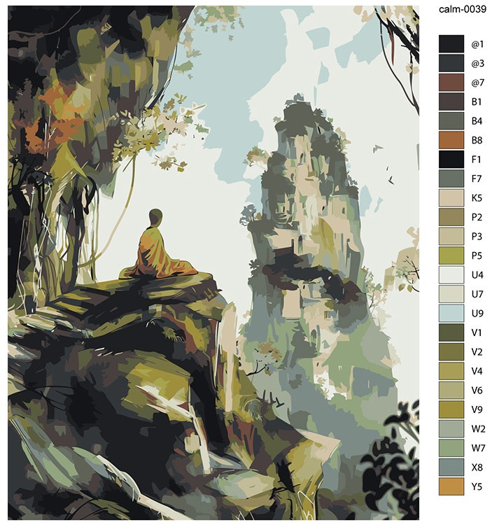 Картина по номерам «Религия буддизм: монах на горе, медитация» — картинка 2