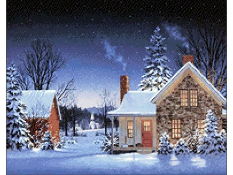Алмазная вышивка «Зимняя ночь» — картинка 2