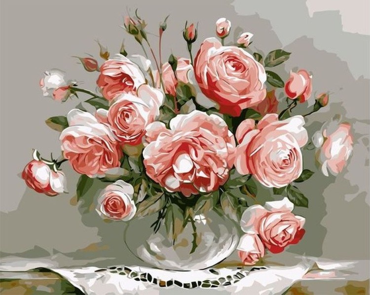 Картина по номерам «Ванильные розы»