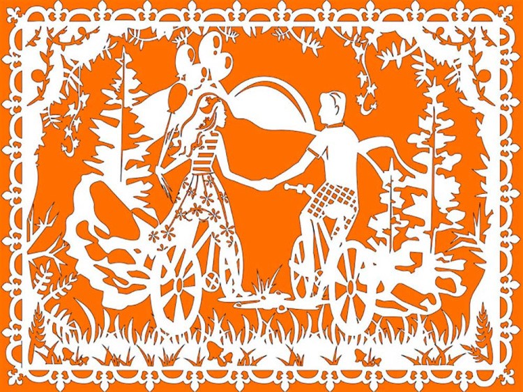 Вытынанка «Прогулка на велосипедах» — картинка 5