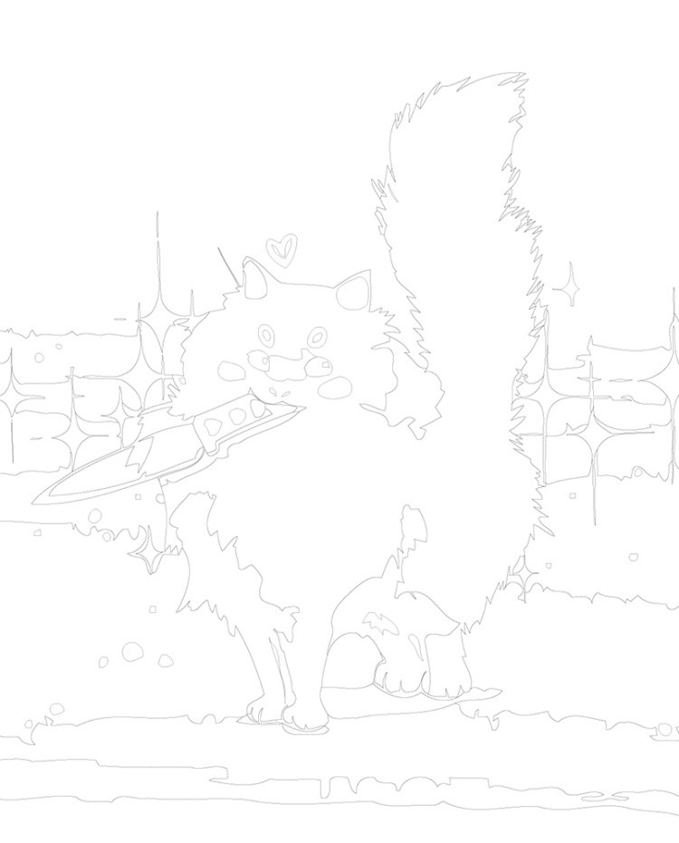 Картина по номерам «Кошки: белый пушистый кот с ножом 40x50» — картинка 3