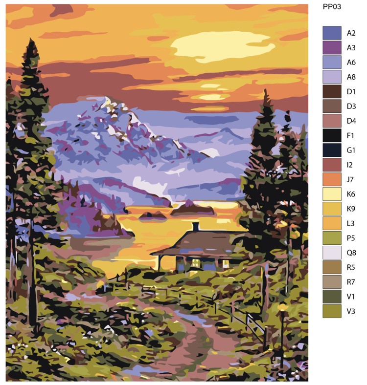 Картина по номерам «Закат в горах» — картинка 2