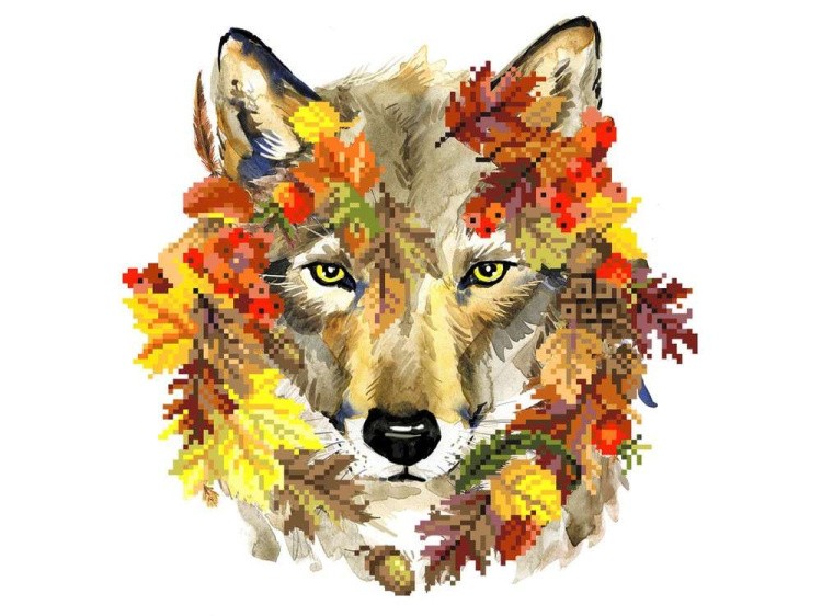 Набор вышивки бисером «Осенний волк» — картинка 2
