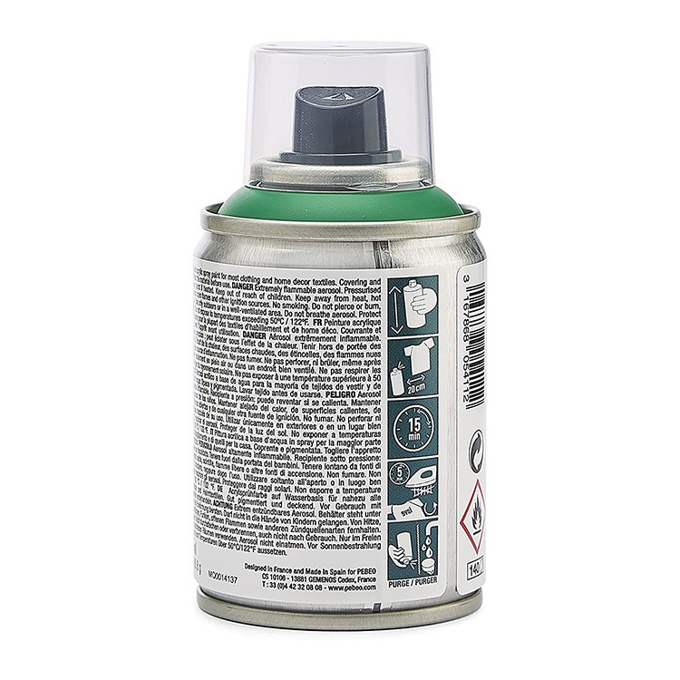 Краска для текстиля 7А Spray (аэрозоль), цвет: зеленый, 100 мл, Pebeo — картинка 4