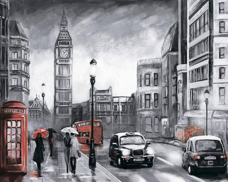 Алмазная вышивка «Лондон под дождем»