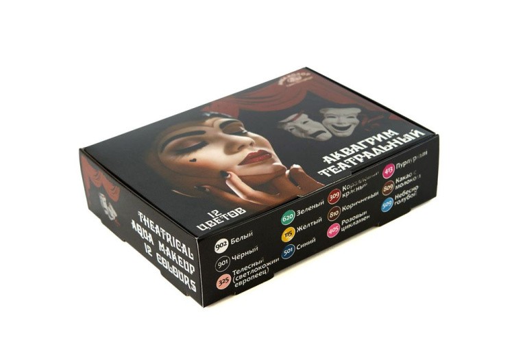 Аквагрим театральный, 12 цв., 12 шт. по 20 мл, Аква-колор — картинка 2
