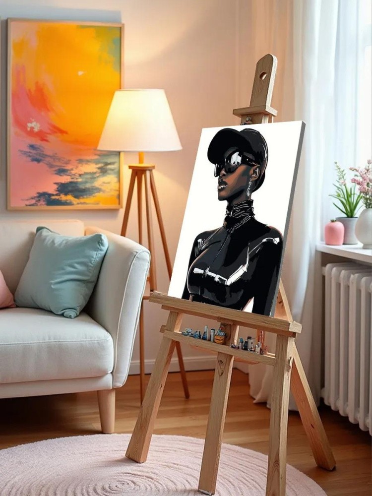 Картина по номерам «Девушка негритянка в кепке, бдсм 40x50» — картинка 10